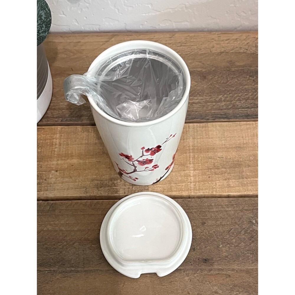 Tea Forte Kati Double Walled Ceramic Cherry Blossom Tea Mug Steeping Cup NWOB - Picture 4 of 5